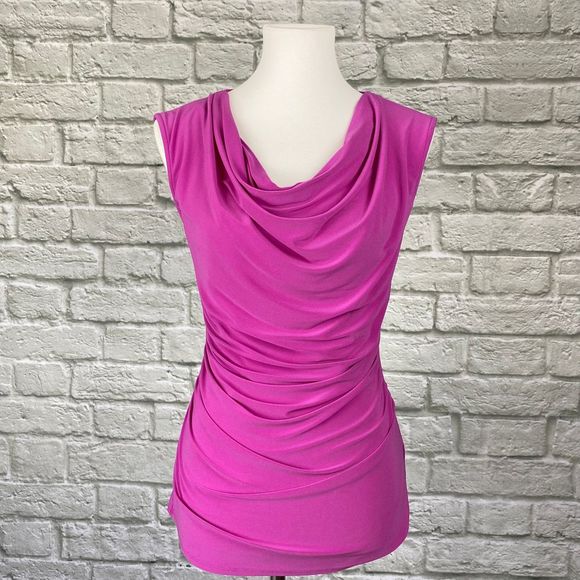 Vince Camuto Tops - Vince Camuto Pink Cowl Neck Ruched Tank